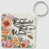 Psalmen 147:3 Christliches Bibelverse-Bild Schlüsselanhänger (Rückseite)