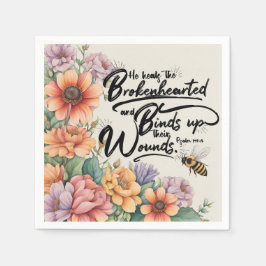 Psalmen 147:3 Christliches Bibelverse-Bild Serviette