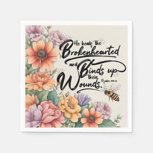 Psalmen 147:3 Christliches Bibelverse-Bild Serviette (Vorderseite)