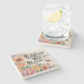 Psalmen 147:3 Christliches Bibelverse-Bild Steinuntersetzer (Seitenansicht)