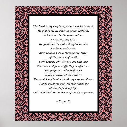 Psalmen 23 Rosa und schwarze Damaskus Poster (Vorne)