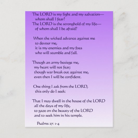 Psalmen 27:1-4 postkarte (Vorderseite)