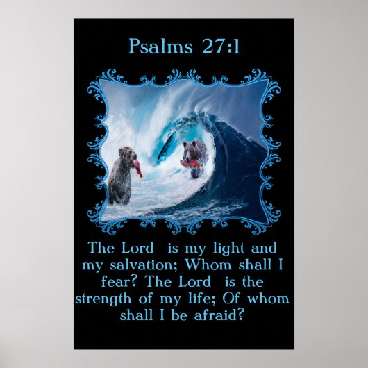 Psalmen 27:1 Grizzly Bären im Ozean Poster (Vorne)