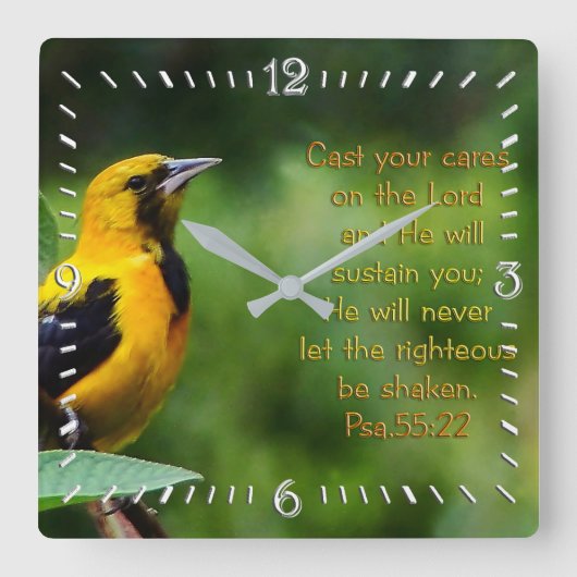 Psalmen 55:22 Inspiration Quadratische Wanduhr (Vorderseite)