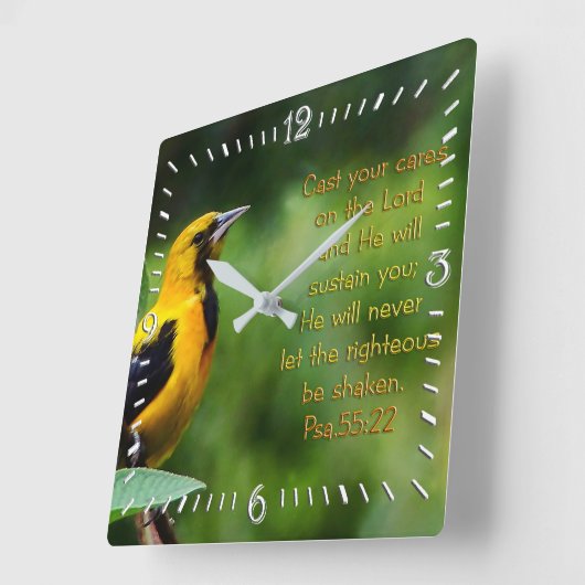 Psalmen 55:22 Inspiration Quadratische Wanduhr (Winkel)