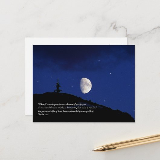 Psalmen 8:3,4 Schrift Inspiration Postkarte (Vorderseite/Rückseite Beispiel)