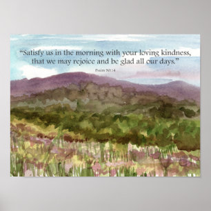 Psalmen Schrift Wüsten Berglandschaft Blumen Poster