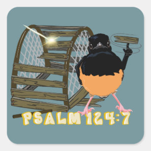Psalmen - Weißer Rumped Shama Quadratischer Aufkleber