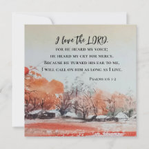 Psalms 116 1-2 I Liebe der LORD Bible Flat Card