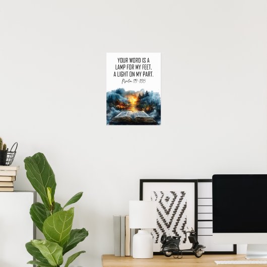 Psalms 119:105 Your word ia a Lamp Poster (Heimbüro)