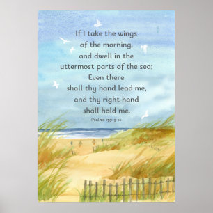 Psalms 139:9 Bibelschrift "Ocean Beach Malerei" Poster