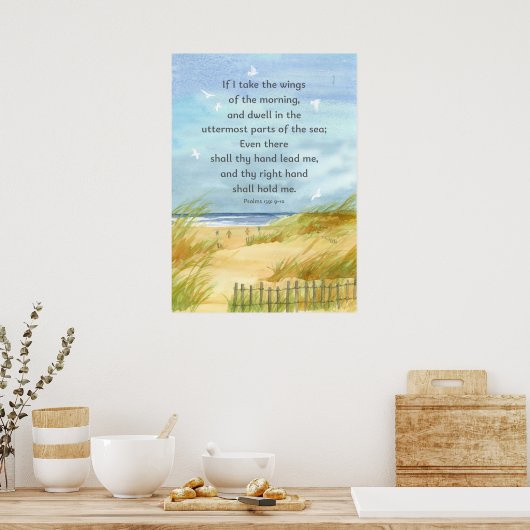 Psalms 139:9 Bibelschrift "Ocean Beach Malerei" Poster (Küche)
