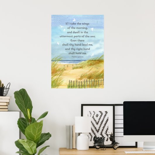 Psalms 139:9 Bibelschrift "Ocean Beach Malerei" Poster (Heimbüro)