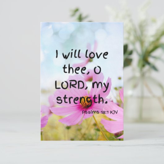 Psalms 18:1 KJV Bible Verse Pic Flat Grußkarte Karte (Stehend Vorderseite)