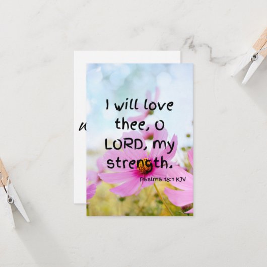 Psalms 18:1 KJV Bible Verse Pic Flat Grußkarte Karte (Vorderseite/Rückseite Beispiel)