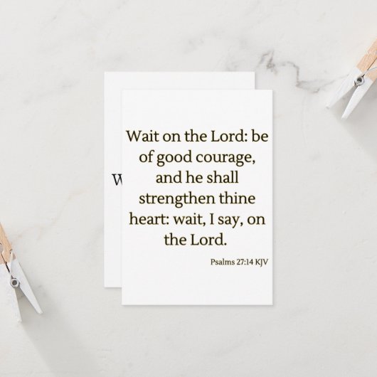 Psalms 27:14 KJV Bibelschrift Begrüßung Karte (Vorderseite/Rückseite Beispiel)