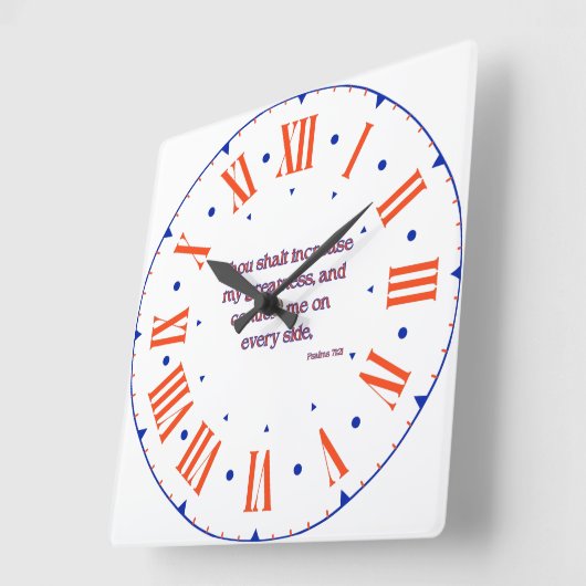 Psalms 71:21 KJV Bible Verse II Roman Numeral Quadratische Wanduhr (Winkel)