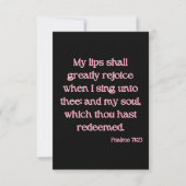 Psalms 71:23 KJV Bible Verse Flat Greeting Card Karte (Vorderseite)