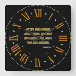Psalms 71:23 KJV Bible Verse II Roman Numeral Squa Quadratische Wanduhr