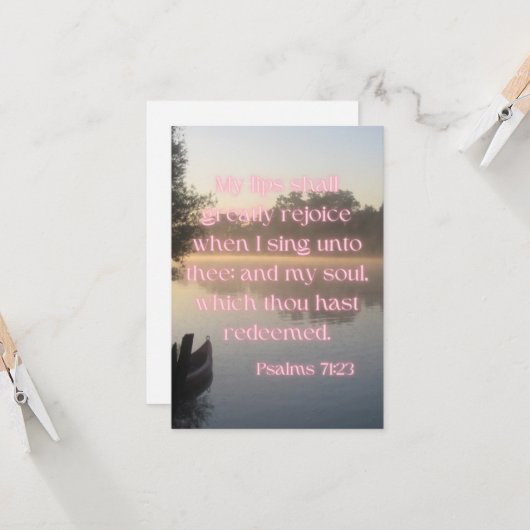 Psalms 71:23 KJV Bible Verse Pic Flachgrüße Karte (Vorderseite/Rückseite Beispiel)