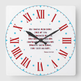 Psalms 71:24 KJV Bible Verse II Roman Numeral Quadratische Wanduhr