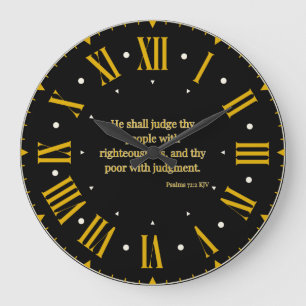 Psalms 72:2 KJV Bible Verse Roman Numeral II Große Wanduhr