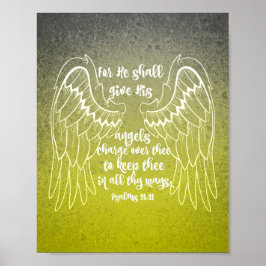 Psalms 91.11 Angels Bible Verse Poster