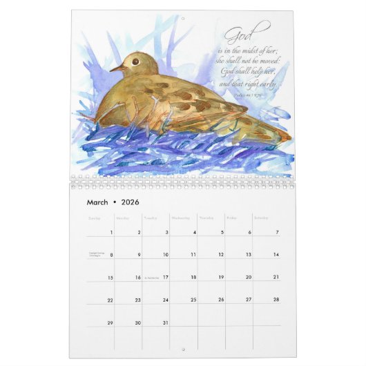 Psalms Bibelschrift Wasserfarbene botanische Pflan Kalender (Mär 2026)