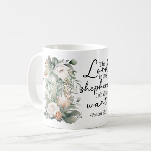 Psalms Bible Verse Floral Coffee Mug Kaffeetasse (Vorderseite Links)
