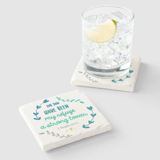 Psalms Strong Tower Christlich Bibel Verse Kranz Steinuntersetzer (Seitenansicht)