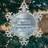Psalms Verse Winter Woodlands Rustikale Weihnachte Schneeflocken Zinn-Ornament