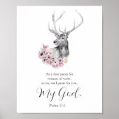 Psalms Wasserfarben Hirsch mit Blume Poster (Vorne)