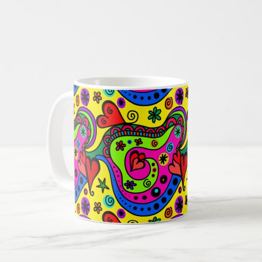 Pschedelic Bohemisch Hippie Cool Fun 70er Art Kaffeetasse (Vorderseite Links)