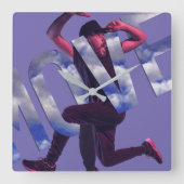 Psd Foto Moving Dancer Man Square Wall Uhr (Vorderseite)