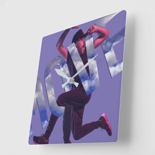 Psd Foto Moving Dancer Man Square Wall Uhr (Winkel)