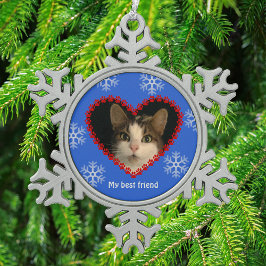 Pseudonyme Foto Drucke Blau Schneeflocken Zinn-Ornament