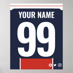 PSG Colors Personalisiert Football Shirt Poster