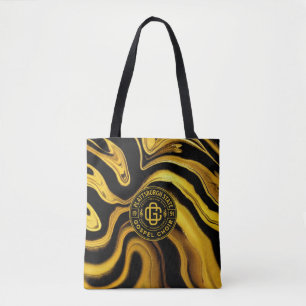 PSGC-Logo mit Schwarz-Gold-Fluid-Tasche Tasche