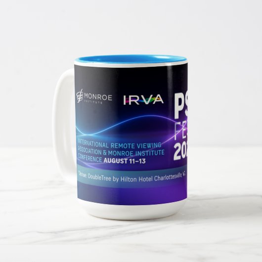 PsiFest IRVA Konferenz-Tasse Zweifarbige Tasse (Vorderseite Links)