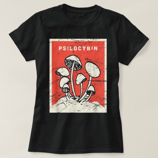 Psilocybin Retro Psychedelic Magic Mushrooms T-Shirt (Design vorne)