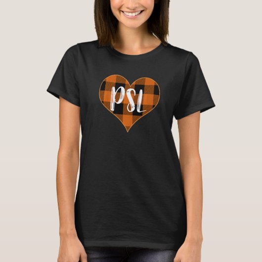 PSL Love Autumn Fall Buffalo Plaid Latte T-Shirt (Vorderseite)