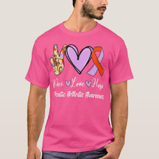Psoriasis Arthritis Peace Liebe Hope Lavender Oran T-Shirt