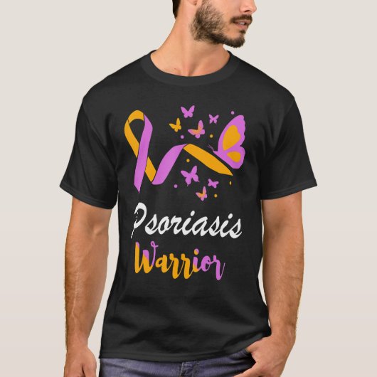 Psoriasis Warrior Butterfly Support Lavender & Ora T-Shirt (Vorderseite)