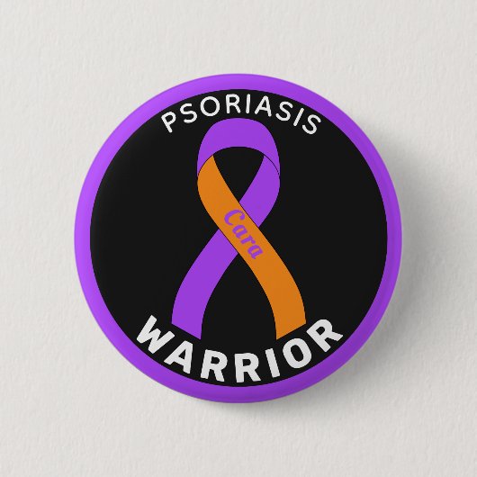 Psoriasis Warrior Ribbon Black Button (Vorderseite)