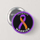 Psoriasis Warrior Ribbon Black Button (Vorne & Hinten)
