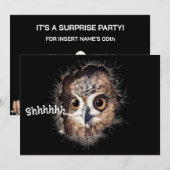 Pssst Überraschungsparty-Einladung | Eule & Affe Einladung (Vorne/Hinten)