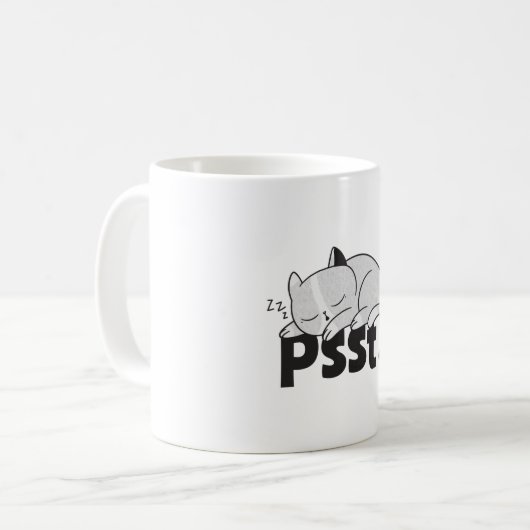 Psst Lazy Katze schläft Kaffeetasse (Vorderseite Links)