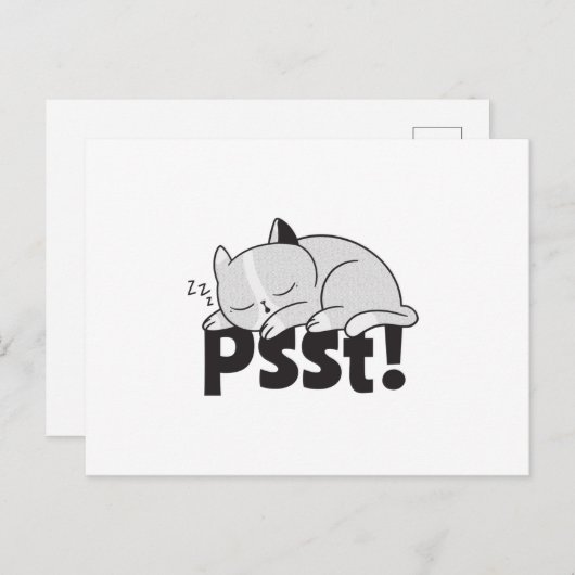 Psst Lazy Katze schläft Postkarte (Vorne/Hinten)