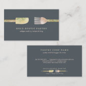 Pstry eucalyptus leaf spoon spatula navy rustic visitenkarte (Vorne/Hinten)