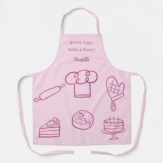 Pstry Koch rosa Drehbuch Slogan Küchenutensilien Schürze (Vorderseite)